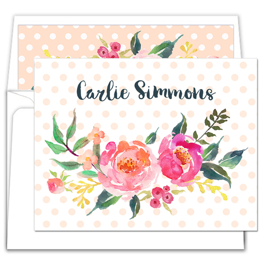 Watercolor Rose Spray Folded Note Cards
